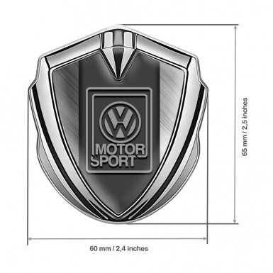 VW 3d Emblem Badge Silver Brushed Steel Grey Motorsport Edition