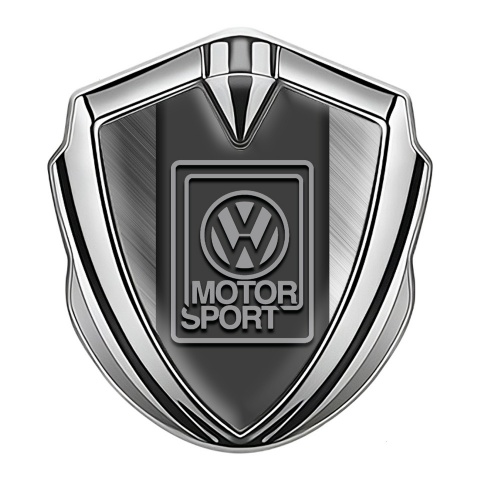 VW 3d Emblem Badge Silver Brushed Steel Grey Motorsport Edition