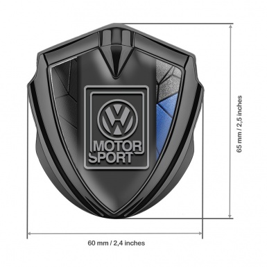 VW Metal Domed Emblem Graphite Blue Mosaic Grey Motorsport Logo