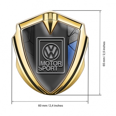 VW Metal Domed Emblem Gold Blue Mosaic Grey Motorsport Logo