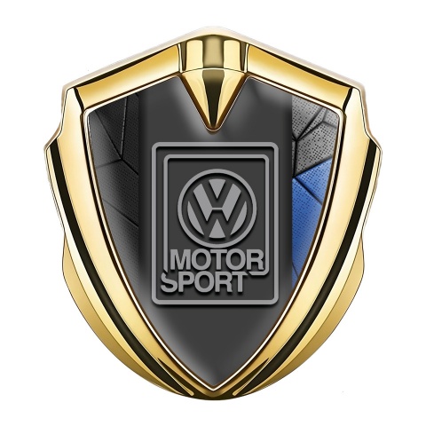 VW Metal Domed Emblem Gold Blue Mosaic Grey Motorsport Logo