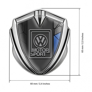 VW Metal Domed Emblem Silver Blue Mosaic Grey Motorsport Logo