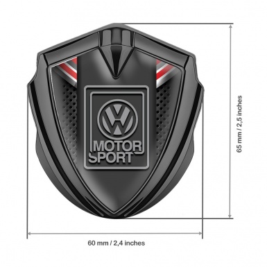 VW Emblem Badge Self Adhesive Graphite Red Ribbon Grey Logo Edition