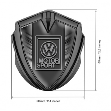 VW Metal Emblem Self Adhesive Graphite Striped Frame Grey Logo Design