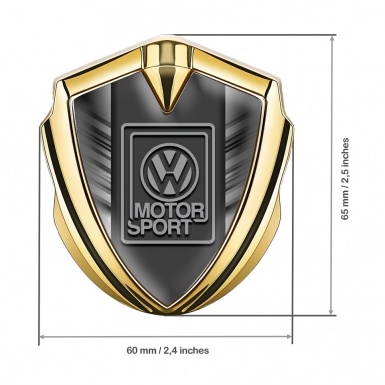 VW Metal Emblem Self Adhesive Gold Striped Frame Grey Logo Design