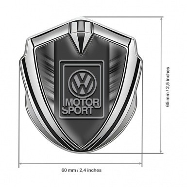 VW Metal Emblem Self Adhesive Silver Striped Frame Grey Logo Design
