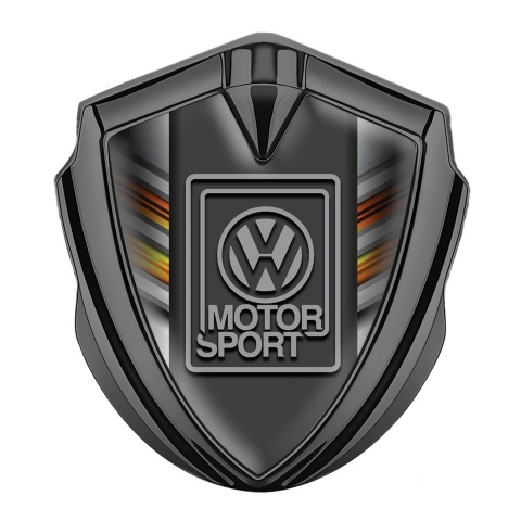 VW Fender Emblem Badge Graphite Color Stripes Grey Motorsport Logo