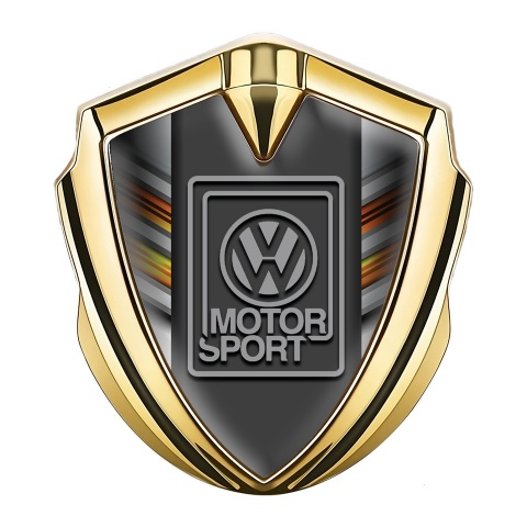 VW Fender Emblem Badge Gold Color Stripes Grey Motorsport Logo