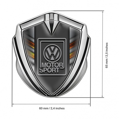 VW Fender Emblem Badge Silver Color Stripes Grey Motorsport Logo