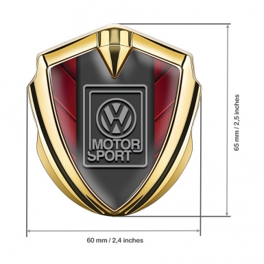 VW Emblem Trunk Badge Gold Red Hex Panels Grey Motorsport Logo