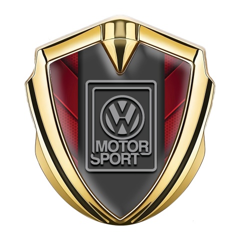 VW Emblem Trunk Badge Gold Red Hex Panels Grey Motorsport Logo