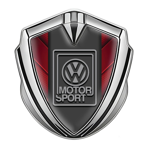 VW Emblem Trunk Badge Silver Red Hex Panels Grey Motorsport Logo