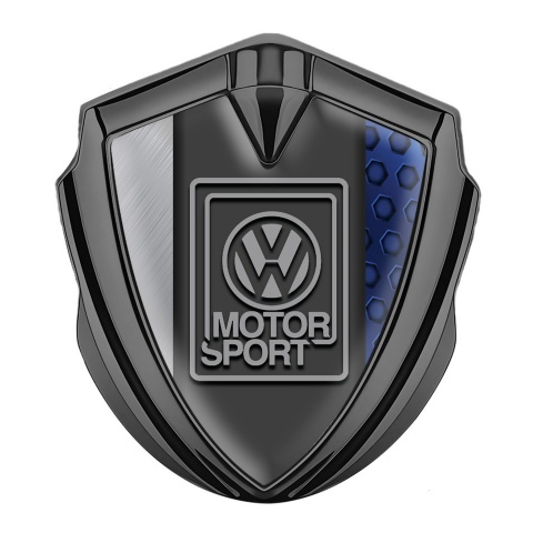 VW Domed Emblem Graphite Blue Hexagon Pattern Grey Motorsport Logo