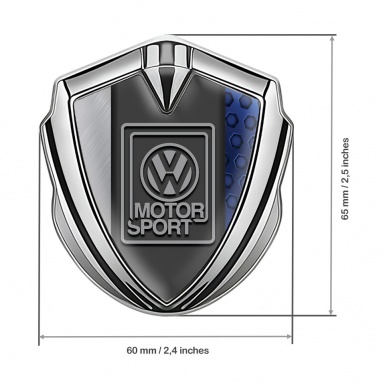 VW Domed Emblem Silver Blue Hexagon Pattern Grey Motorsport Logo