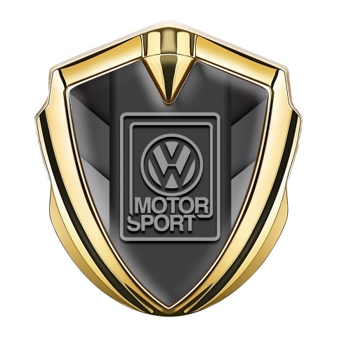 VW Emblem Metal Badge Gold Monochrome Pattern Grey Motorsport Logo