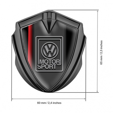 VW 3d Emblem Badge Graphite Crimson Stripe Grey Motorsport Logo