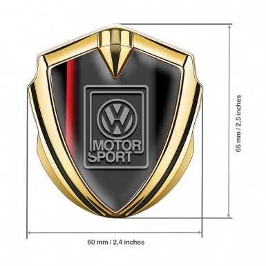 VW 3d Emblem Badge Gold Crimson Stripe Grey Motorsport Logo