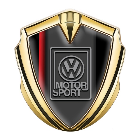 VW 3d Emblem Badge Gold Crimson Stripe Grey Motorsport Logo