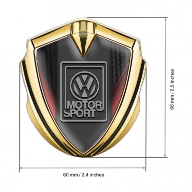 VW Emblem Car Badge Gold Crimson Fragments Grey Motorsport Design