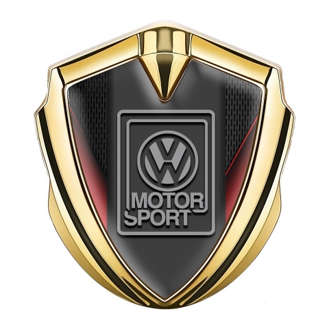 VW Emblem Car Badge Gold Crimson Fragments Grey Motorsport Design