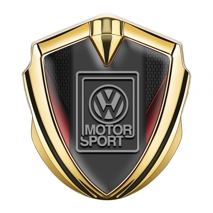 VW Emblem Car Badge Gold Crimson Fragments Grey Motorsport Design