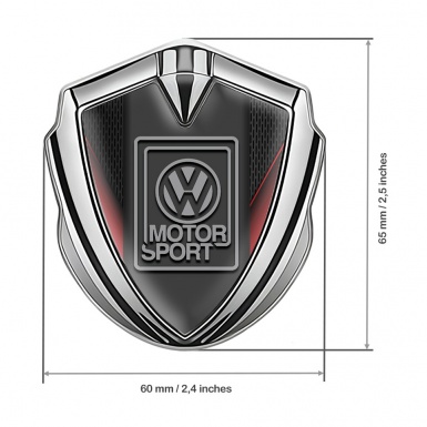 VW Emblem Car Badge Silver Crimson Fragments Grey Motorsport Design