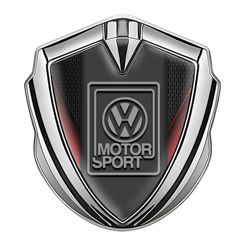 VW Emblem Car Badge Silver Crimson Fragments Grey Motorsport Design