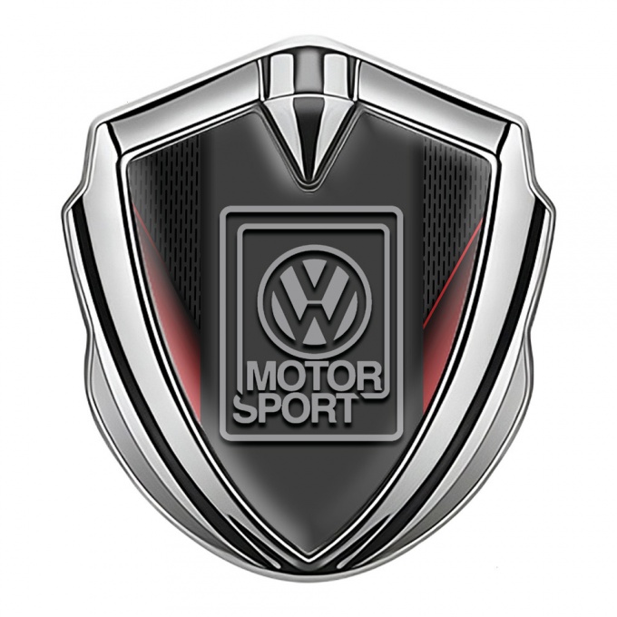 VW Emblem Car Badge Silver Crimson Fragments Grey Motorsport Design