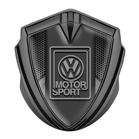 VW Metal Domed Emblem Graphite Honeycomb Texture Grey Motorsport Design