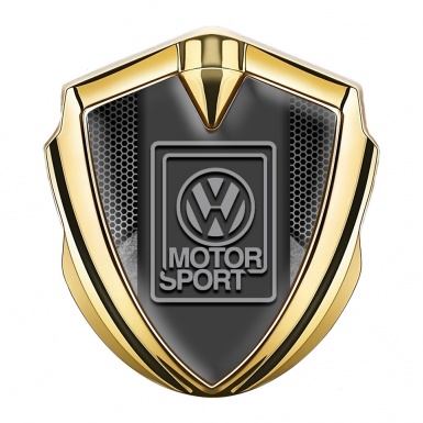 VW Metal Domed Emblem Gold Honeycomb Texture Grey Motorsport Design