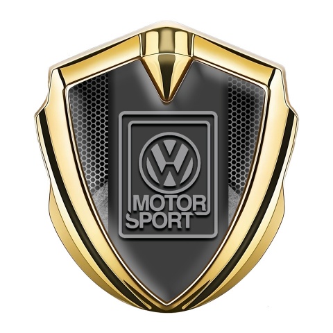 VW Metal Domed Emblem Gold Honeycomb Texture Grey Motorsport Design
