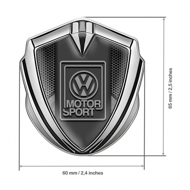 VW Metal Domed Emblem Silver Honeycomb Texture Grey Motorsport Design