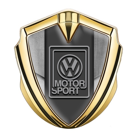 VW Metal Domed Emblem Gold Stone Pattern Grey Motorsport Design