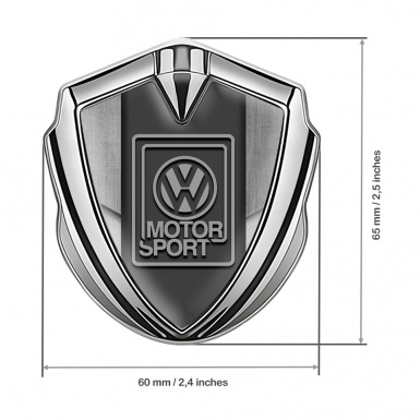 VW Metal Domed Emblem Silver Stone Pattern Grey Motorsport Design