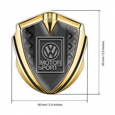 VW Badge Self Adhesive Gold Waffle Pattern Grey Motorsport Design