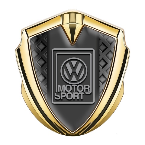 VW Badge Self Adhesive Gold Waffle Pattern Grey Motorsport Design