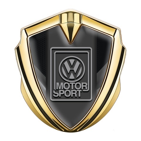 VW Emblem Badge Self Adhesive Gold Grey Plates Motorsport Edition