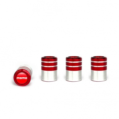 Momo Red Valve Caps 4 pcs Red White Silicone sticker