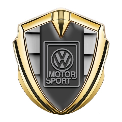 VW Emblem Fender Badge Gold Front Grille Grey Motorsport Logo