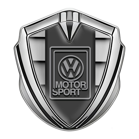 VW Emblem Fender Badge Silver Front Grille Grey Motorsport Logo