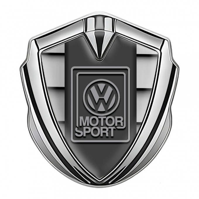 VW Emblem Fender Badge Silver Front Grille Grey Motorsport Logo