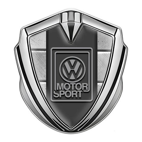 VW Fender Emblem Badge Silver Stone Slab Grey Motorsport Logo