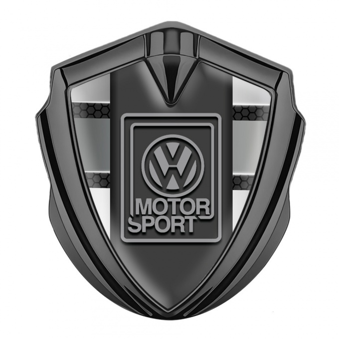 VW Emblem Trunk Badge Graphite Hex Motif Grey Motorsport Edition