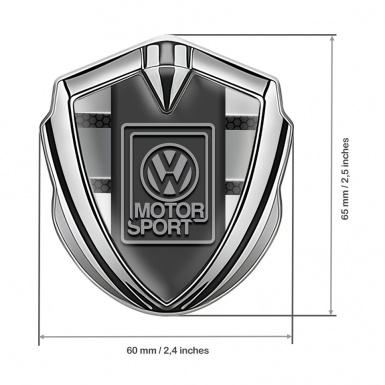 VW Emblem Trunk Badge Silver Hex Motif Grey Motorsport Edition