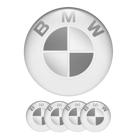BMW Wheel Center Cap Domed Stickers 3D Classic White