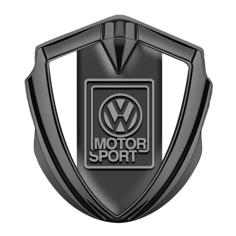 VW Emblem Badge Self Adhesive Graphite White Print Grey Motorsport Logo