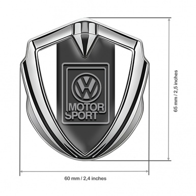 VW Emblem Badge Self Adhesive Silver White Print Grey Motorsport Logo