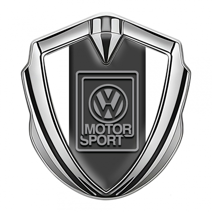 VW Emblem Badge Self Adhesive Silver White Print Grey Motorsport Logo