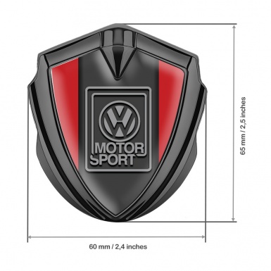 VW Metal Emblem Self Adhesive Graphite Red Print Grey Motorsport Logo