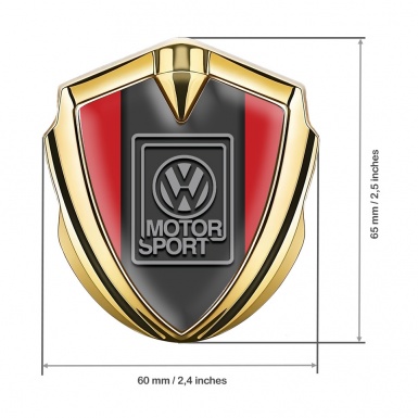 VW Metal Emblem Self Adhesive Gold Red Print Grey Motorsport Logo